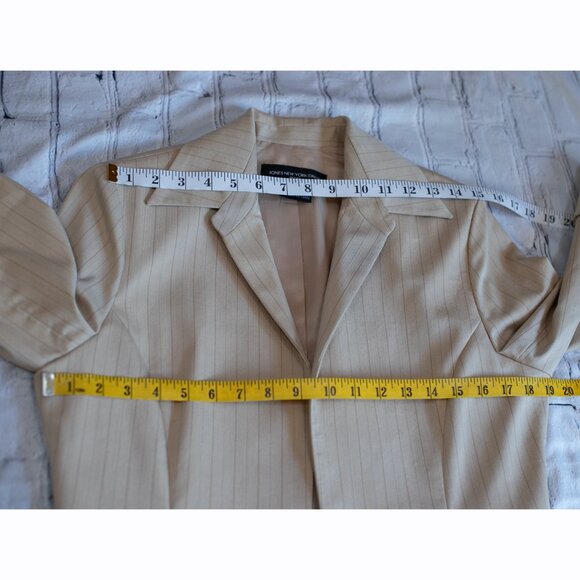Jones New York Set Suit Dress and Blazer Jacket Striped Petite Tan Beige Size 12 - Picture 14 of 15